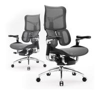 SIHOO S300 Chaise de Bureau Ergonomique,Double Support Lombaire Dynamique,Accoudoirs Coordonnés 6D,Maille de Velours Italien Noir