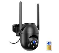 SIIOOE 4G LTE Camera Surveillance Exterieur avec SIM: 2K HD Camera de Surveillance sans Internet - 360° PTZ Caméra Vision Nocturne Couleur Détection Humaine Audio IP66 Bidirectionnel Noir - Câblée