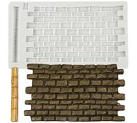 Sijiangmold Château Mur de Brique Texture Moules Fondant Silicone Tapis d'empreinte avec Mur de Briques Texture pour Décoration de Gâteau Cupcake Topper Bonbons Argile polymère Chocolat Pâte à Fleurs
