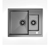 Klarstein TitanSteel Évier de cuisine| 61 x 50 cm | 2 bacs | inoxydable | résistant à la chaleur
