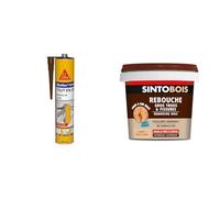 SIKA 11 FC Purform Marron, Mastic, joint et collage multi-usages, mastic-colle multi-supports & Sinto Rebouche Bois pour Gros Trous et Fissures Bois Clair - 500 g - Facile et Prêt à l’Emploi