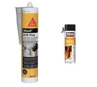 SIKA 670 Fire, Mastic silicone résistant au feu, 300ml, Gris & Rubson Mousse expansive Feu B2, Mousse isole et rebouche résistante au feu