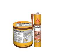 SIKA - Bande d'étanchéité autocollante - Résistant à la déchirure - Multisupports - Terre Cuite - 150mm x 10m + Mastic pour collage et réparation des tuiles - Mastic PU - Terre cuite - 300ml