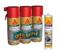 SIKA Boom 128 Tout en un, Mousse PU expansive Spécial Moyen Format Lot de 3x400ml : Expansion 20L, Blanc & lex-148 Extreme, Blanc, Colle de fixation élevée à maintien immédiat, 290ml