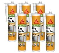 SIKA - Colle acrylique d’agencement - SikaBond-240 Fixe Facile blanc cassé - Intérieur, extérieur abrité - Multi-support - Maintien immédiat - 290 ml (Lot de 6)