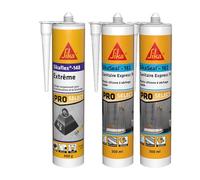 SIKA - Colle de fixation élévée à maintien immédiat - Intérieur et extérieur - Blanc - 290ml + 2x Mastic silicone à séchage rapide - Anti-moisissures - Joint sanitaire - Blanc - 2x300ml