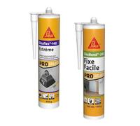 SIKA - Colle de fixation élévée à maintien immédiat - Intérieur et extérieur - Blanc - 290ml + Colle acrylique pour l'agencement intérieur - Replace clou & vis - Blanc - 290ml