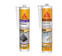 SIKA - Colle de fixation élévée à maintien immédiat - Intérieur et extérieur - Blanc - 290ml + Mastic acrylique - Réparation de fissures et joints pour fenêtres et murs - Int & Ext - Blanc - 300ml