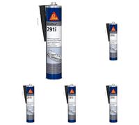 SIKA - Colle-mastic multi usage spécial Marine - Sikaflex 291i Noir - Applications intérieures - Multi-matériaux - Sans solvant - Haute élasticité - Peut être peint - 300ml (Lot de 5)