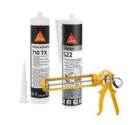 SIKA - Colle-mastic pour jointoiement de caravanes & camping-cars - Blanc - 300ml + Mastic butyle démontable pour carrosserie, camping-car et caravanes -Blanc - 310ml + Pistolet d'application