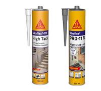 SIKA - Colle polyuréthane puissante - Pour fixation d'objets lourds - Intérieur et extérieur - Blanc - 300ml + Mastic-Colle PU - Tout en 1 - Multi-matériaux - Int/Ext - Gris- 300ml