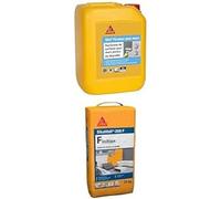 SIKA - Durcisseur de surfaces - Antipoussières - Pour murs poreux - Int/Ext - 5L + Enduit de lissage et finition en poudre - Temps d'utilisation long - Sec au toucher en 3h - 20kg