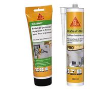 SIKA - Enduit de Rebouchage Universel tout en 1 en tube Blanc - Pâte à reboucher lissage et finition- 425g + Mastic acrylique pour joints de finitions, plinthes, calfeutrement, fissures - Blanc -300ml