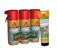 SIKA - Enduit de Rebouchage Universel tout en 1 en tube Blanc - Pâte à reboucher lissage et finition - 425g + Mousse polyuréthane expansive - Usage tous sens - Expansion 20L - Lot de 3x400ml - Blanc
