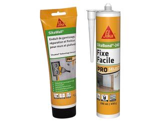 SIKA - Enduit de Rebouchage Universel tout en 1 en tube Blanc - Pâte à reboucher lissage et finition - 425g + Colle acrylique pour l'agencement intérieur - Replace clou & vis - Blanc - 290ml