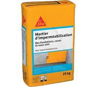 SIKA - Enduit fondation mortier d'imperméabilisation de caves/sous-sol - Sika Enduit Fondation Gris - Imperméable à l'eau - Durcissement rapide - Esthétique 25kg (Lot de 5)