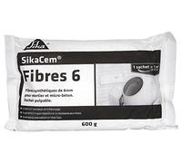SIKA - Fibre Synthétique pour Enduits et Mortiers - SikaCem Fibres 6 Blanc - Augmente l'imperméabilité et la résistance aux chocs - Limite la fissuration et le faïençage - 600 g