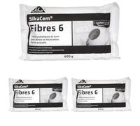 SIKA - Fibre Synthétique pour Enduits et Mortiers - SikaCem Fibres 6 Blanc - Augmente l'imperméabilité et la résistance aux chocs - Limite la fissuration et le faïençage - 600 g (Lot de 3)