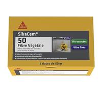 SIKA - Fibres naturelles bio-sourcées - SikaCem-50 Fibre Végétale blanc - Pour bétons, chapes et mortiers - Anti-fissuration - Boîte de 6 doses