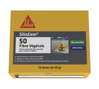SIKA - Fibres naturelles bio-sourcées - SikaCem-50 Fibre Végétale blanc - Pour bétons, chapes et mortiers - Anti-fissuration - Boîte de 12 doses