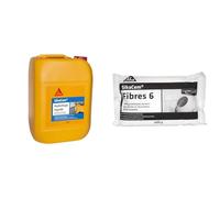 SIKA Hydrofuge de Masse Liquide, Blanc, 20 L & Fibre Synthétique pour Enduits et Mortiers, Blanc, 600 g