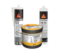 SIKA - Kit Camping-car : Colle-mastic pour jointoiement de caravanes & camping-cars -Blanc -300ml + Bande d'étanchéité autocollante -Gris (RAL7009) -100mm x 3m + Mastic butyle démontable -Blanc -310ml