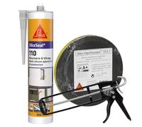 SIKA - Kit joints fenêtres Transparent : Mastic silicone pour joint de menuiserie et vitrage + Bande mousse comprimée 3-7mm pour fenêtres et menuiseries + Pistolet d'application