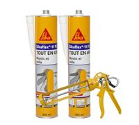 SIKA - Lot de 2 cartouches - Mastic joint et colle multi-usages - Sikaflex 11 FC Purform, Blanc -Tout en un - Multisupports - Intérieur et extérieur - Idéal travaux de bricolage - 300ml