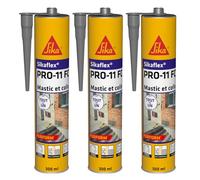 SIKA - Lot de 3 - Mastic polyuréthane PU tout en 1 - Sikaflex PRO 11 FC Purform Gris Béton - Collage puissant - Multi-matériaux - Etanche - Intérieur et Extérieur - Construction et Bricolage - 300ml