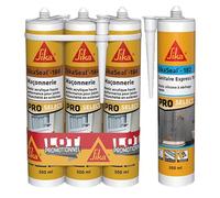 SIKA - Lot de 3 x Mastic acrylique - Réparation de fissures et joints pour fenêtres et murs - Blanc - 3x300ml + Mastic silicone à séchage rapide - Anti-moisissures - Joint sanitaire - Blanc - 300ml