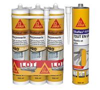 SIKA - Lot de 3 x Mastic acrylique - Réparation de fissures et joints pour fenêtres et murs - Int & Ext - Blanc - 3x300ml + Mastic-Colle PU - Tout en 1 - Multi-matériaux - Int/Ext - Blanc - 300ml