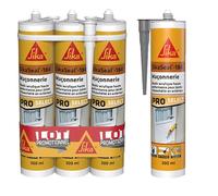 SIKA - Lot de 3 x Mastic acrylique - Réparation de fissures et joints pour fenêtres et murs - Intérieur & Extérieur - Blanc - 3x300ml + 1x 300ml Gris