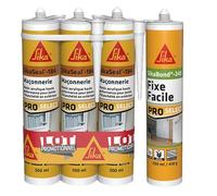 SIKA - Lot de 3x Mastic acrylique - Réparation de fissures et joints pour fenêtres et murs - Int & Ext -Blanc -3x300ml + Colle acrylique pour l'agencement intérieur - Remplace clou & vis -Blanc -290ml