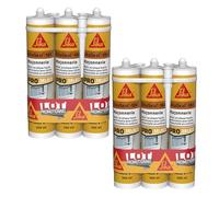 SIKA - Mastic acrylique haute performance - Lot de 6 cartouches SikaSeal-184 Maçonnerie blanc - Réparation de fissures - Joints d’étanchéité - Extérieur et intérieur - Lot de 6 x 300 ml