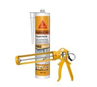 SIKA - Mastic acrylique - Réparation de fissures et joints pour fenêtres et murs - Int & Ext - Blanc - 300ml + Pistolet d'application