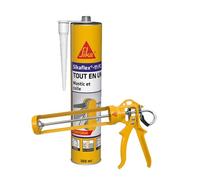 SIKA - Mastic-Colle PU - Tout en 1 - Multi-matériaux - Int/Ext - Blanc- 300ml + Pistolet d'application