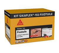SIKA - Mastic-colle souple - Kit Sikaflex-155 Fixotuile Purform terre cuite - Réparation et collage de tuiles - 24 poches de 400 ml + un pistolet