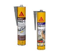 SIKA - Mastic de joints de mur et sol certifié - Adapté aux environnements agressifs - Gris - 300ml + Mastic-Colle PU - Tout en 1 - Multi-matériaux - Int/Ext - Gris- 300ml