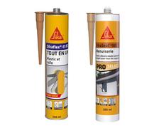 SIKA - Mastic, joint et colle multi-usages multi-supports - Intérieur et extérieur - Beige - 300ml + Mastic Silicone universel pour vitrerie et menuiserie - Int/Ext - Beige - 300ml