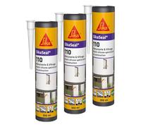 SIKA - Mastic silicone de construction - SikaSeal-110 Menuiserie & Vitrage blanc PVC - Joints de menuiserie et vitrage - Extérieur/intérieur - 300 ml (Lot de 3)