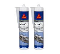 SIKA - Mastic Silicone pour le Collage et L'étanchéité de Vitrage - Hublots - Sikasil SG-20 Noir (Réservé aux Professionnels) - Classement au feu B1 - Résiste aux UV et au veillissement - 300ml