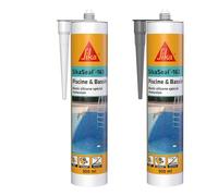SIKA - Mastic Silicone spécial Joint pour Piscine - Resistant au Chlore - 1x Cartouche Blanc - 300ml + 1x Cartouche Gris - 300ml