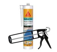 SIKA - Mastic Silicone spécial Joint pour Piscine - Resistant au Chlore - Blanc - 300ml + Pistolet d'application