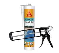 SIKA - Mastic silicone spécial joint pour piscine - Resistant au chlore - Gris - 300ml + Pistolet d'application