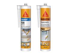 SIKA - Mastic Silicone spécial salle de bain, cuisine et douche - Anti-moisissures -Blanc -300ml + Mastic acrylique - Réparation de fissures et joints pour fenêtres et murs - Int & Ext -Blanc -300ml