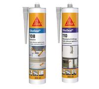 SIKA - Mastic Silicone spécial salle de bain, cuisine et douche - Anti-moisissures - Transparent - 300ml + Mastic Silicone pour joint de menuiserie & vitrage - Multi-supports - Transparent - 300ml