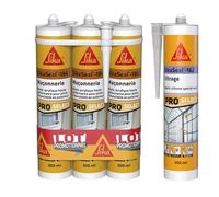 SIKA - Mastic Silicone - Spécial verre - Int & Ext - Ne jaunit pas -Transparent -300ml + Lot de 3x Mastic acrylique - Réparation de fissures et joints pour fenêtres et murs - Int & Ext -Blanc -3x300ml