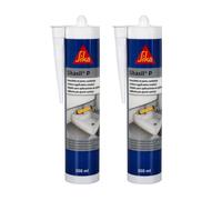 SIKA - Mastic silicone universel pour joint d'étanchéité et joints sanitaires - Sikasil P Blanc - Multisupports - Résistant aux UV/Moisissures - 300ml (Lot de 2)