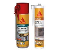 SIKA - Mousse expansive polyuréthane - Usage tous sens - Expansion 20L - 250ml - Blanc + Mastic acrylique pour joints et fissures - Spécial maçonnerie, portes, fenêtres - Int & Ext - Blanc - 300ml