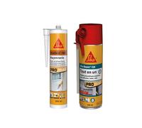 SIKA - Mousse polyuréthane expansive - Usage tous sens - Expansion 20L - 250ml - Blanc + Mastic acrylique - Réparation de fissures et joints pour fenêtres et murs - Int & Ext - Blanc - 300ml